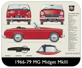 MG Midget MkIII (disc wheels) 1966-69 Place Mat, Small